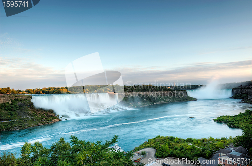 Image of Sunset, American and Canadian Falls at Niagara 