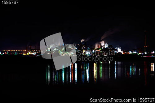 Image of fumes from steel mill in the harbour