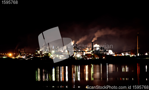 Image of fumes from steel mill in the harbour