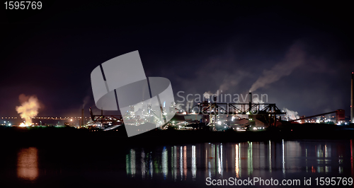 Image of fumes from steel mill in the harbour