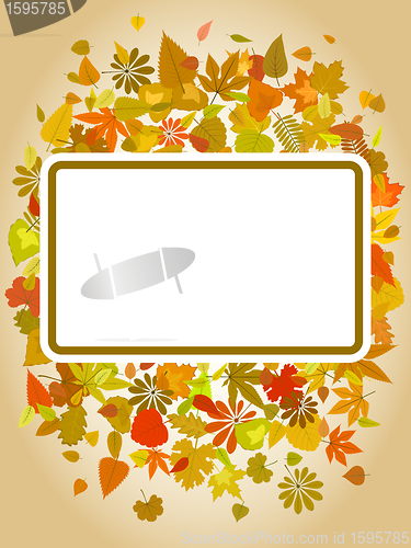 Image of Autumn leaf frame with space for text