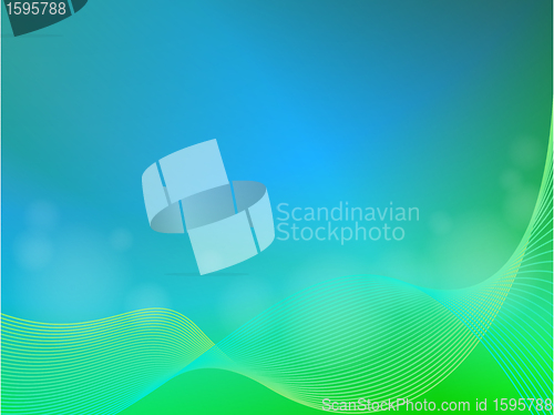 Image of Green blue abstract light background with wave