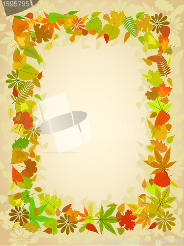 Image of Autumn leaf frame with space for text