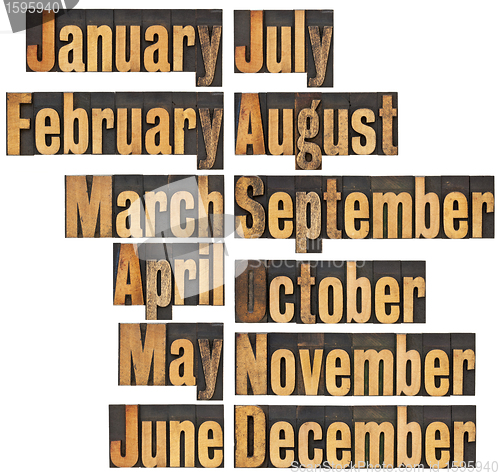 Image of month in letterpress wood type