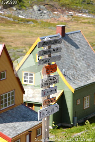 Image of Norwegian house of colors in the mountains