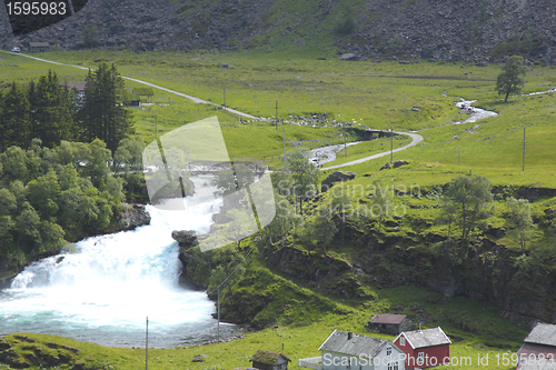 Image of torrent with a strong current in the spring in norway