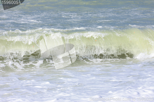 Image of wave and spray on the French Normandy coast