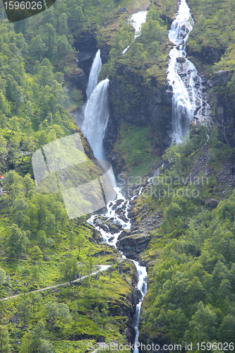 Image of torrent with a strong current in the spring in norway