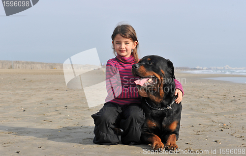 Image of child and rottweiler