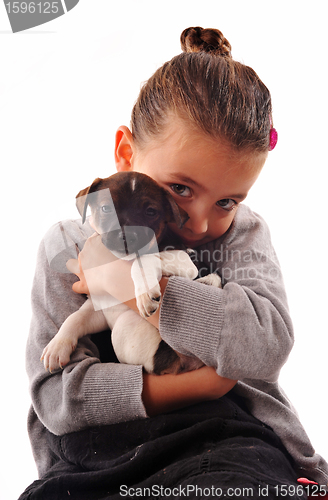 Image of little girl and puppy