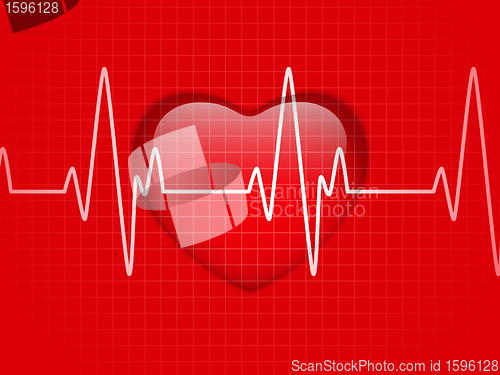 Image of Glossy Cardiogram Glass Red Heart