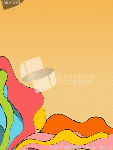 Image of Colorful Waves Background with Blank Speech Bubble