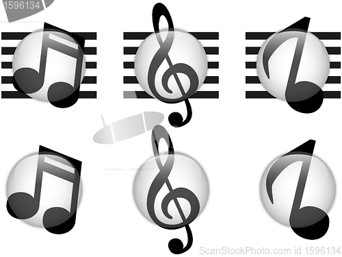 Image of Set of Music Notes Glass Button