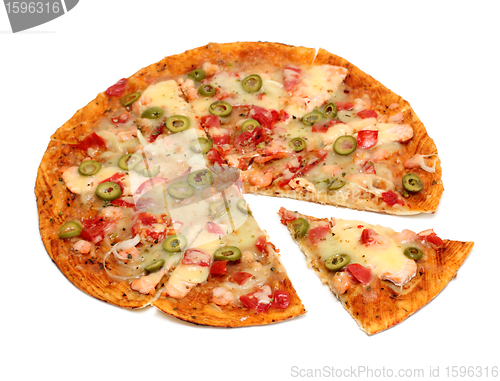 Image of pizza with seafood