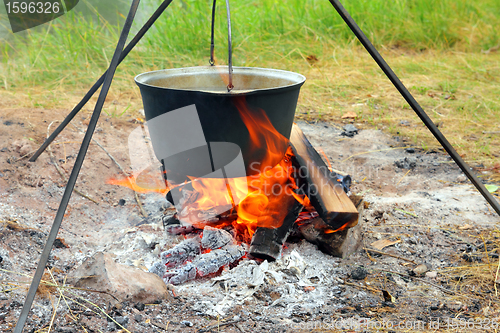 Image of kettle over campfire