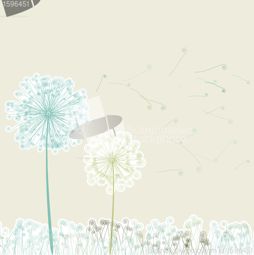 Image of Vintage two dandelions in wind on light. EPS 8