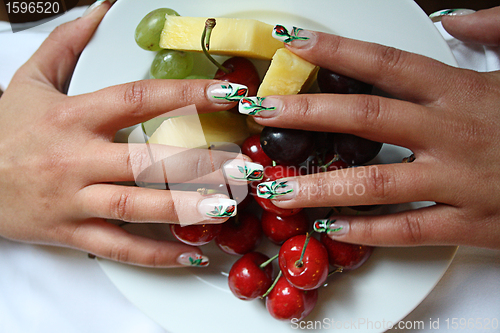 Image of rose design on nails