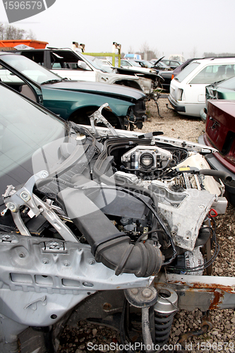 Image of damaged vehicles at the scrap yard