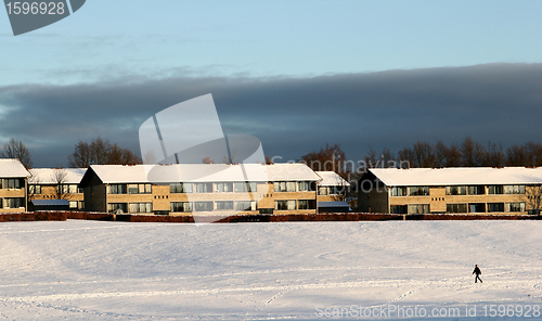 Image of buildings in snow