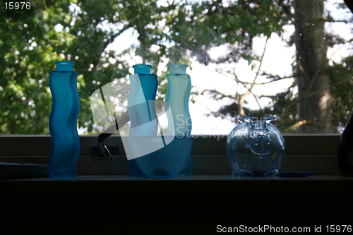 Image of blue bottles