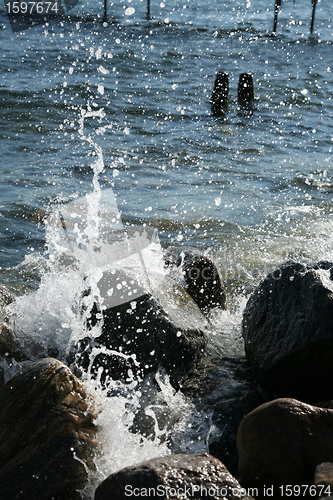 Image of Water splashing on rocks 