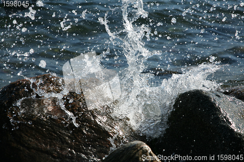 Image of Water splashing on rocks 