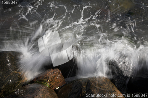 Image of Water splashing on rocks 