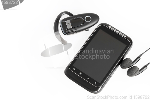 Image of smartphone with accessories