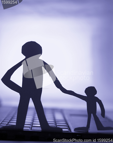 Image of father and son  silhouette