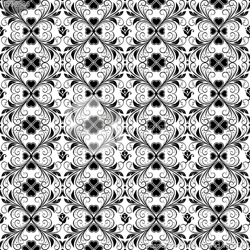 Image of Seamless Floral and heart Pattern