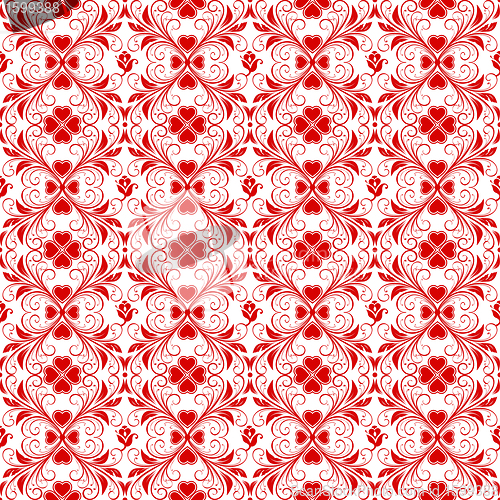Image of Seamless Floral and heart Pattern