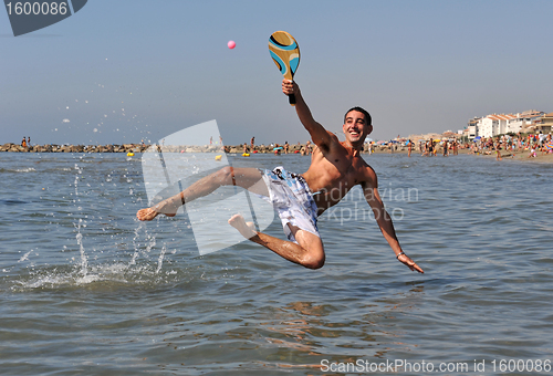 Image of beach tennis in the sea