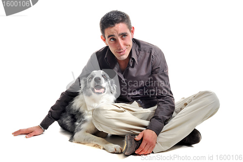 Image of border collie and man