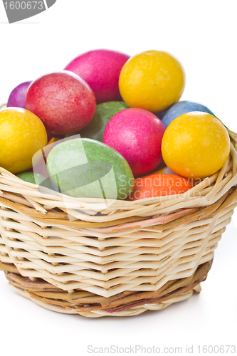Image of colorful easter eggs in basket