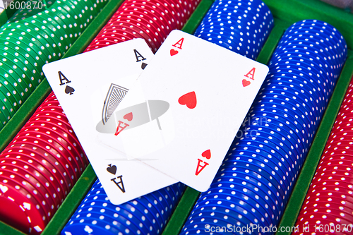 Image of poker chips with ace