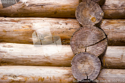 Image of Background of retro rural log house wall 