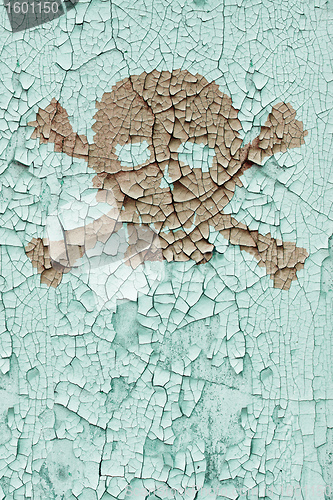 Image of Skull and cross bones on the old wall