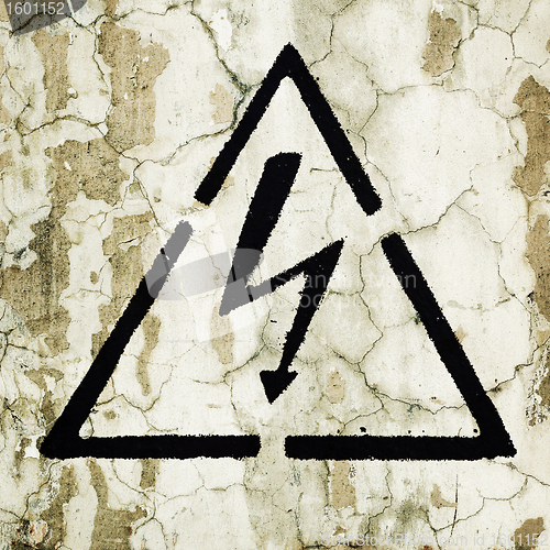Image of Warning sign on the wall - electricity