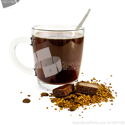 Image of Coffee in a glass mug with chocolate