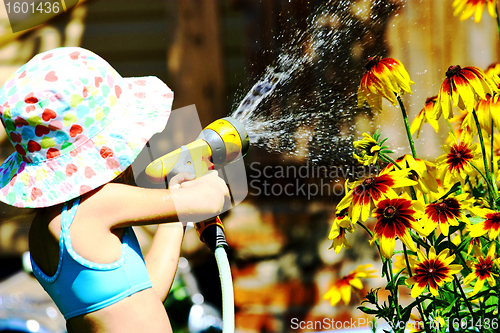 Image of Watering Flowers