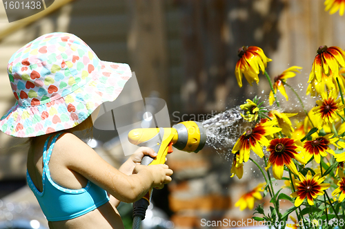 Image of Watering Flowers