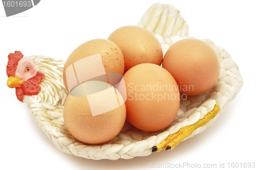 Image of Easter Eggs on hen decorative nest