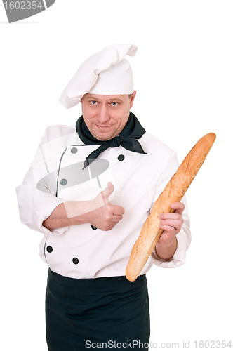 Image of chef with baguette