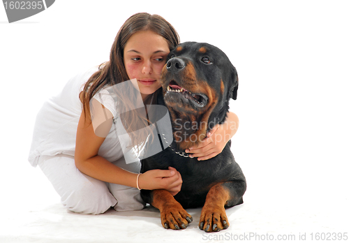 Image of child and rottweiler