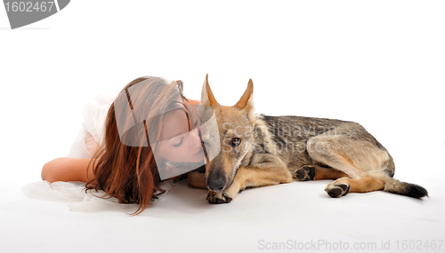 Image of woman and wolf