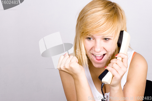 Image of woman with retro telephone