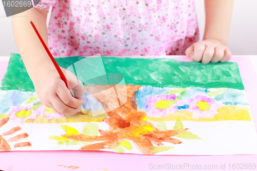 Image of Detail of hands painting