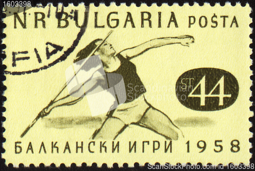 Image of Javelin throwing on post stamp