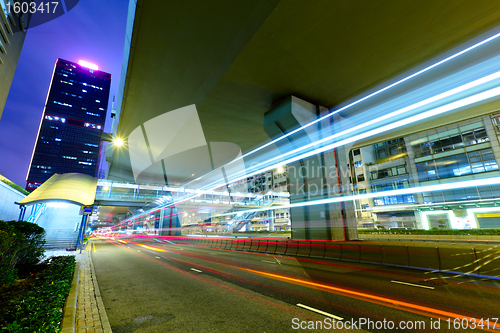 Image of night traffic light trail