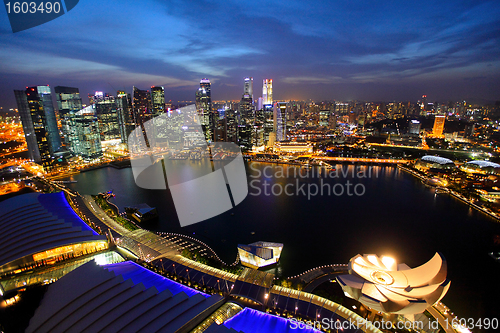 Image of Singapore city skyline at night